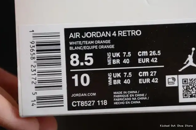 Kicked Out Shoe Store Team OrangeCT8527-118 Jordan 4 Air 0603